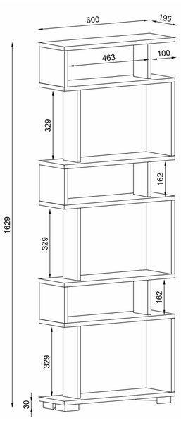 Biblioteca, Modern Loft, UnicUtil, 60 x 19.5 x 162.9 cm, Crem, UUBIB47
