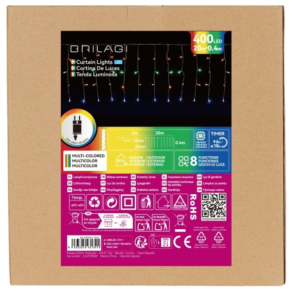 BRILAGI - LED instalație luminoasă de Crăciun pentru exterior 400xLED/6W/8 funcții 23x0,4m IP44 multicolor