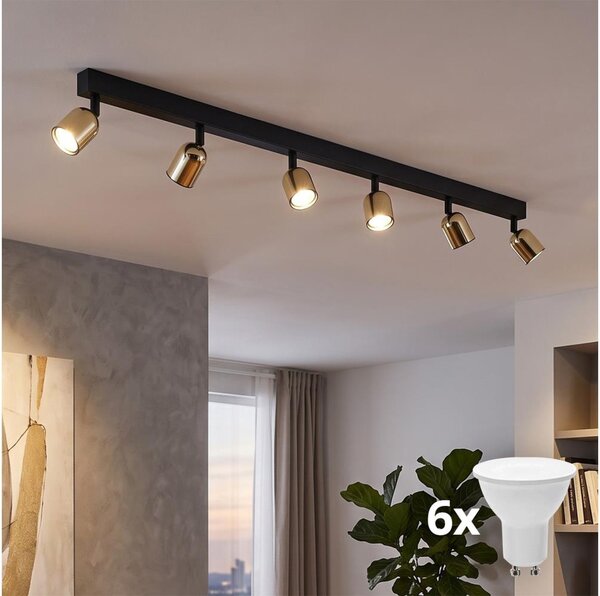 Plafonieră LED TOP 6xGU10/10W/230V negru/auriu