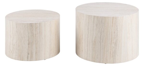 Măsuțe de cafea bej 2 buc. rotunde cu aspect de piatră ø 58 cm Dice – Actona