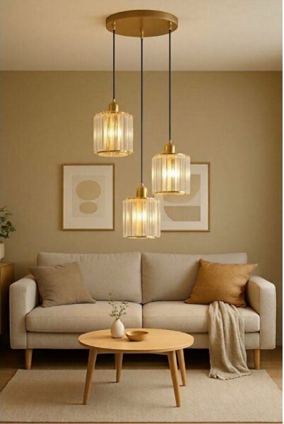 Lustră suspendată pe cablu BELLA 3xE27/40W/230V aurie