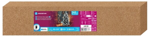 Aigostar - Brad de Crăciun LED pentru exterior, 245 LED/6W/230V, 8 funcții, 210 cm, IP44, alb rece