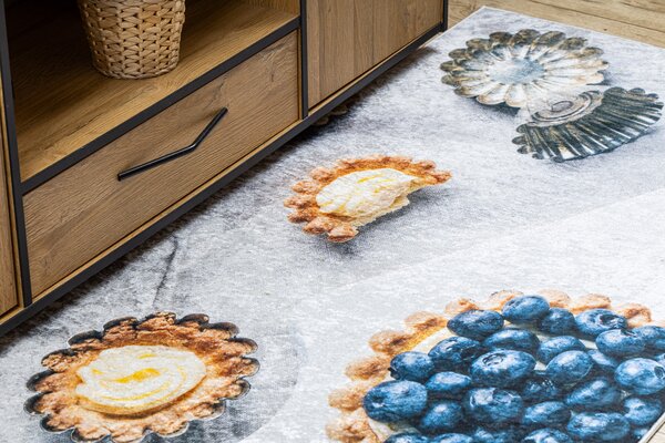 ANDRE 33570 covor lavabil Cupcake-uri, bucatarie, anti-alunecare - argint / bej