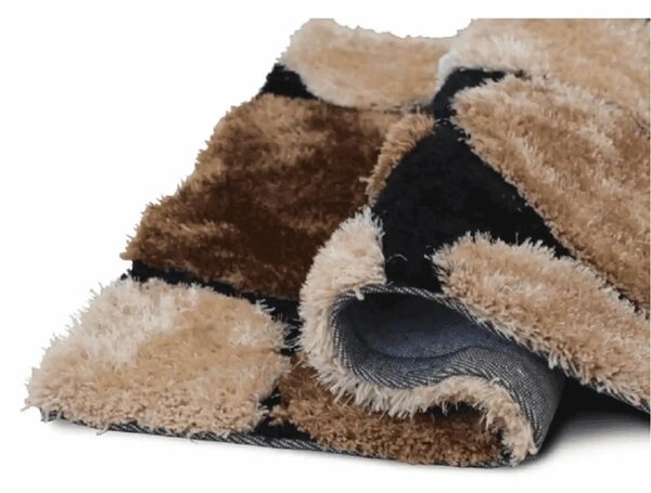 Covor PEBBLE TYP 2, 80x150 cm, forma dreptunghiulara, maro/negru, poli