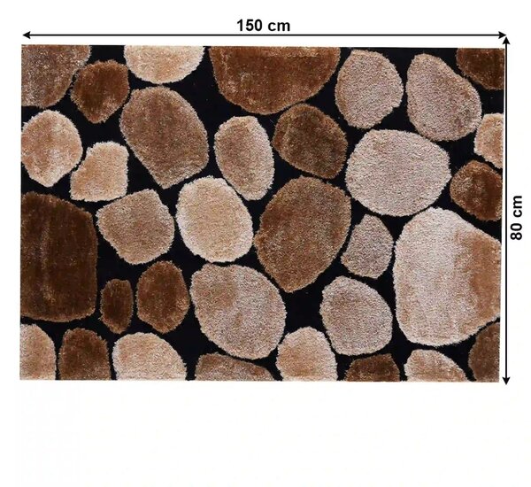 Covor PEBBLE TYP 2, 80x150 cm, forma dreptunghiulara, maro/negru, poli