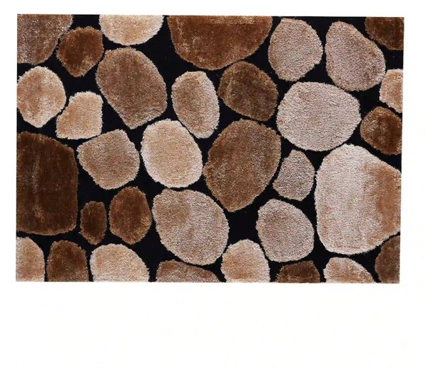 Covor PEBBLE TYP 2, 80x150 cm, forma dreptunghiulara, maro/negru, poli