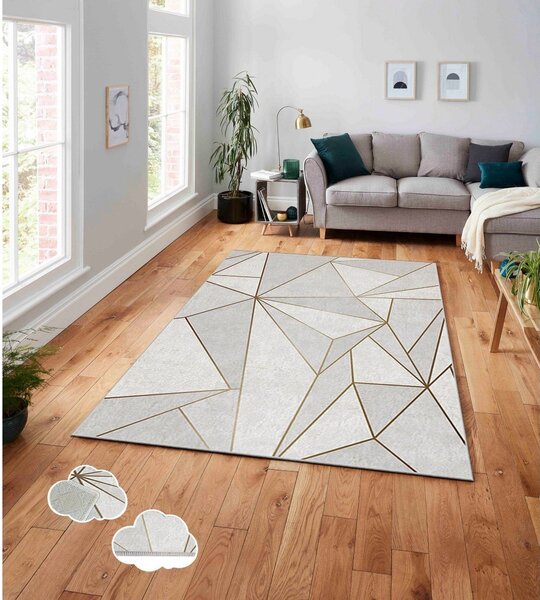 Covor, 160x230 cm, forma dreptunghiulara, poliester, bej/gri, ASR CRPT