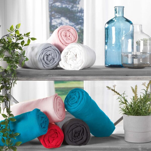 Cearceaf gri deschis din jerseu cu elastic 90x190 cm Jersy – douceur d'intérieur