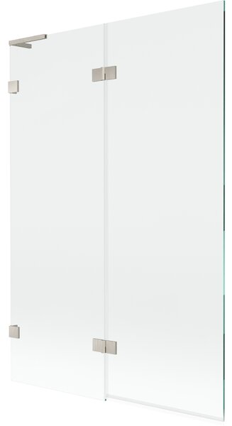 Mexen Lunar L, paravan de cadă cu 2 aripi, stânga, 120 x 150 cm, sticlă transparentă, oțel periat, 897L-120-100-97-00-L