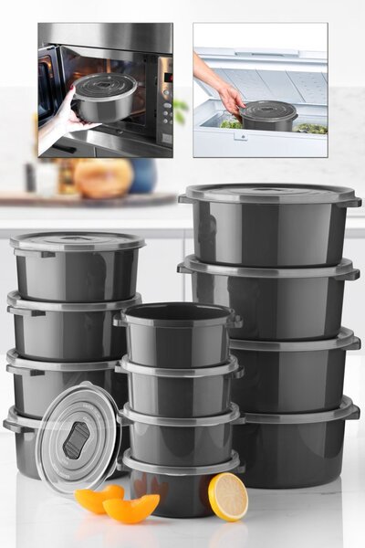 Set cutii de depozitare (12 bucati) SILANT12 Antracit 22x9.5 cm