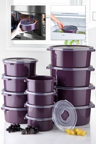 Set cutii de depozitare (12 bucati) SILPUR12 Violet 22x9.5 cm