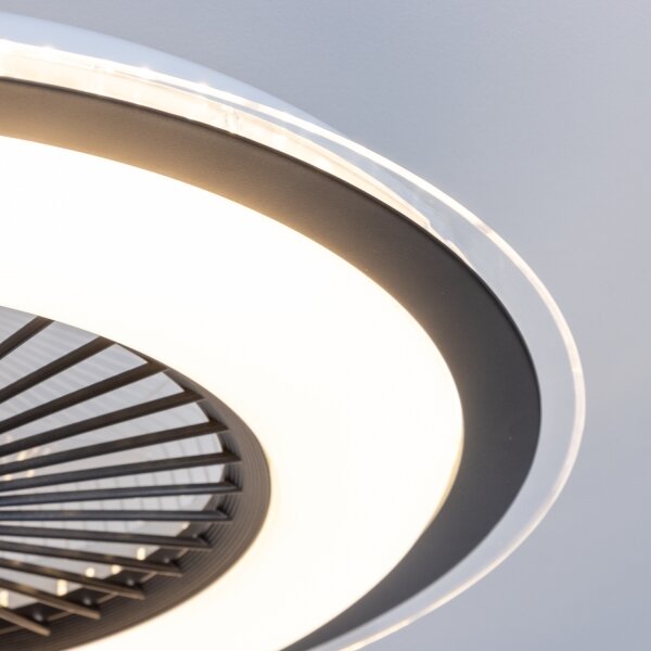 Plafonieră LED dimabilă cu ventilator Brilagi RONDA LED/48W/230V negru + telecomandă