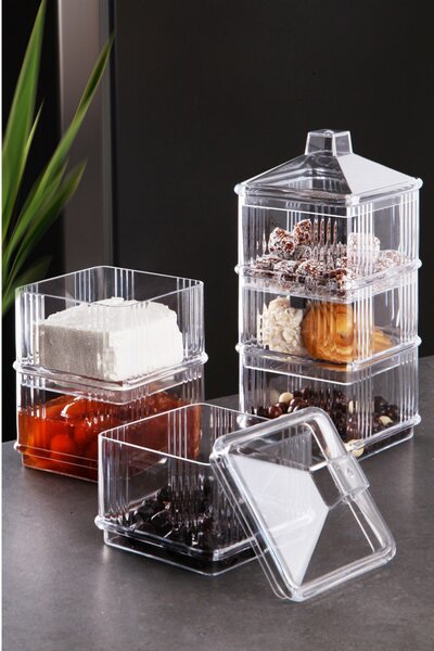 Set cutii de depozitare, 6 bucati Kareakrlk Transparent 10x10x49.5 cm