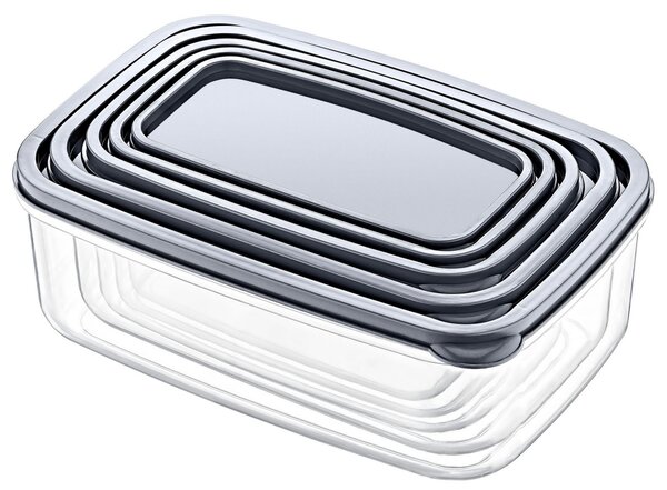 Set cutii de depozitare (5 bucati) EMBSEF05 Transparent 22.5x15x8 cm