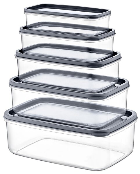 Set cutii de depozitare (5 bucati) EMBSEF05 Transparent 22.5x15x8 cm