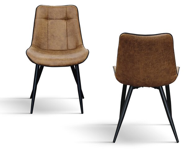 SET 4 Scaune Industry, piele ecologica ,structura metalica - MARO CAMEL - STANDARD