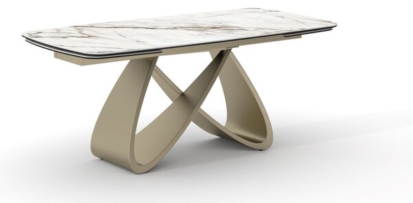Masă ceramică Infinity extensibilă, picior metalic auriu - 180 cm / 90 cm / 77 cm
