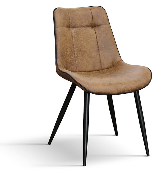 SET 4 Scaune Industry, piele ecologica ,structura metalica - MARO CAMEL - STANDARD