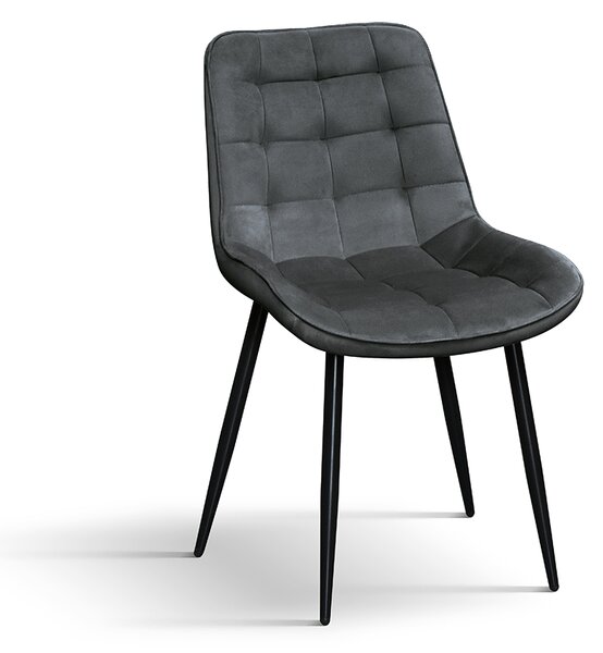 SET 4 Scaune Ernest catifea, structura metalica - GRI - STANDARD - 4 BUCATI