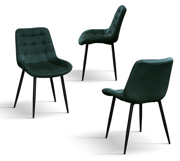 SET 4 Scaune Ernest catifea, structura metalica - GRI - STANDARD - 4 BUCATI