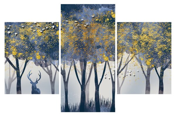 Tablou cerbul în pădure (90x60 cm)