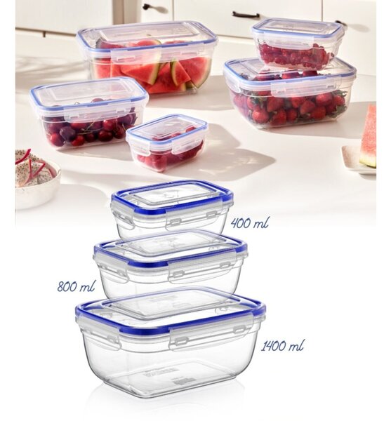 Set 3 caserole plastic , UnicUtil, Stylish Elegant, Transparent