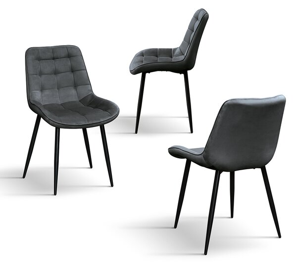 SET 4 Scaune Ernest catifea, structura metalica - GRI - STANDARD - 4 BUCATI