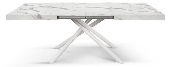 Masa extensibila Menego, blat ALB MARMORAT - 160 cm / 90 cm / h 77 - ALB