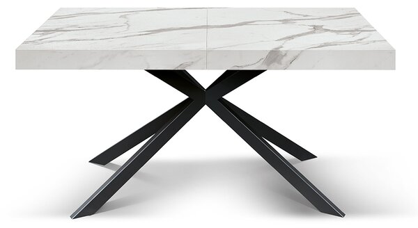 Masa extensibila SPIDER, blat ALB MARMORAT - 160 cm / 90 cm / h 77 - ALB