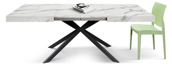 Masa extensibila SPIDER, blat ALB MARMORAT - 160 cm / 90 cm / h 77 - ALB
