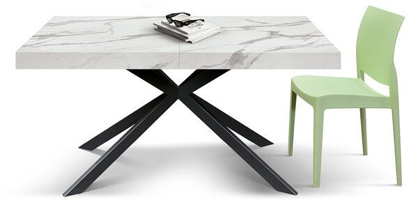 Masa extensibila SPIDER, blat ALB MARMORAT - 160 cm / 90 cm / h 77 - ALB