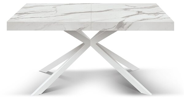 Masa extensibila SPIDER, blat ALB MARMORAT - 160 cm / 90 cm / h 77 - ALB