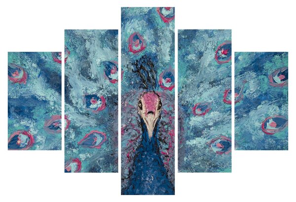 Tablou cu păun pictat (150x105 cm)