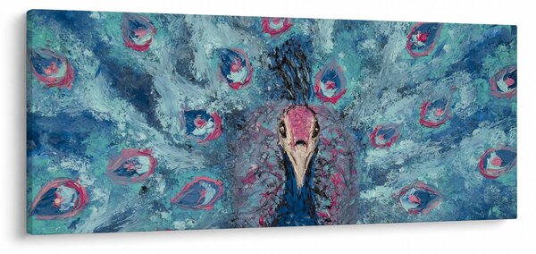 Tablou cu păun pictat (120x50 cm)