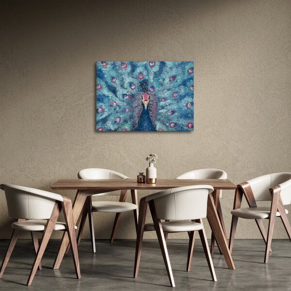 Tablou cu păun pictat (70x50 cm)
