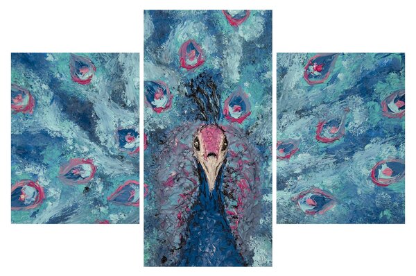 Tablou cu păun pictat (90x60 cm)