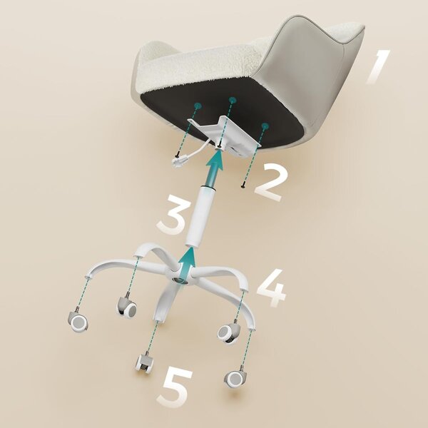 Scaun de birou SABINA, max. 110 kg, alb/bej SongmicsHome