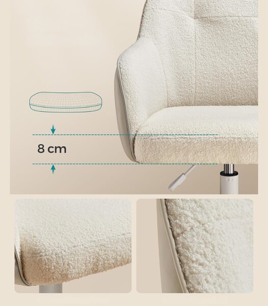 Scaun de birou SABINA, max. 110 kg, alb/bej SongmicsHome