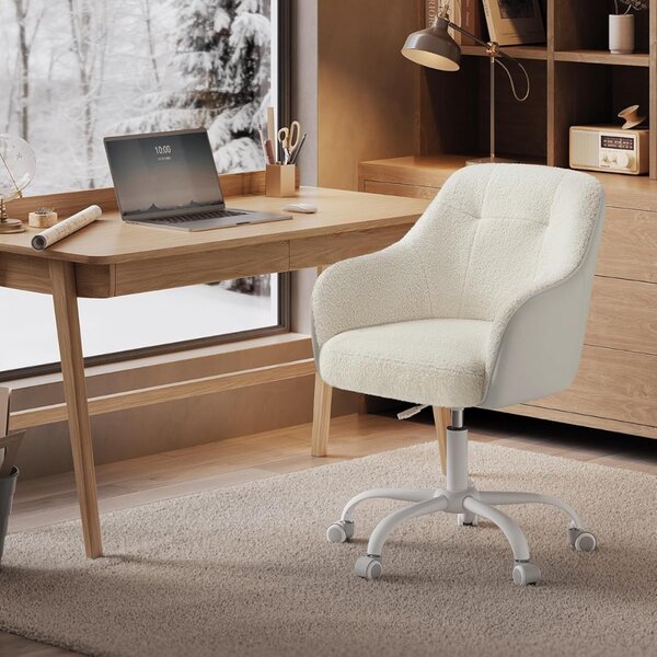 Scaun de birou SABINA, max. 110 kg, alb/bej SongmicsHome