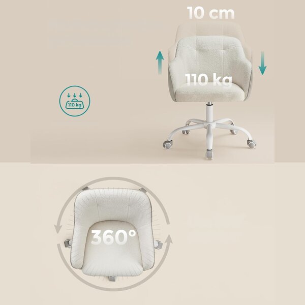 Scaun de birou SABINA, max. 110 kg, alb/bej SongmicsHome