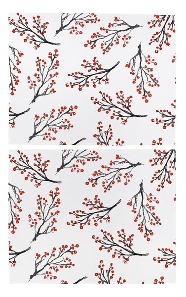 Suporturi de farfurii cu model de Crăciun 2 buc 45x35 cm Rowan Berries - Butter Kings