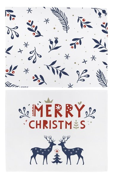 Suporturi de farfurii cu model de Crăciun 2 buc 45x35 cm Merry Blue Christmas - Butter Kings
