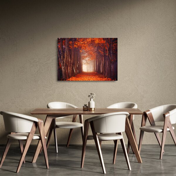 Tablou pe sticlă - Pădurea de toamnă (70x50 cm)