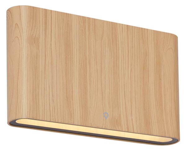 Lampă scandinavă de perete pentru exterior cu imprimeu de lemn 17,5 cm, inclusiv LED IP65 - Batt