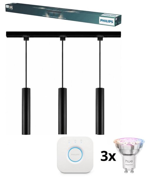 Lustră LED Philips, reglabilă, suspendată pe cablu pentru sistem de șină EASYLINK HUE 3xGU10/4,7W/230V+Hue bridge