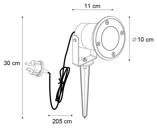 Spot cu țăruș bej GU10 50mm reglabil IP65 cu cablu și ștecher inclus - Basic