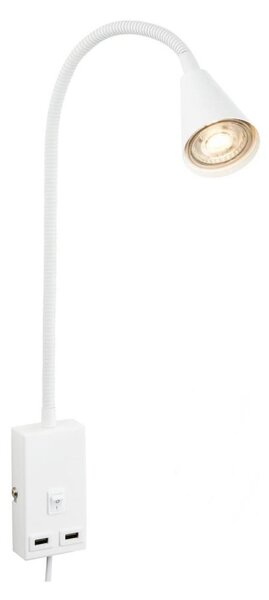 Briloner 2175-016 - Aplică de perete flexibilă cu port USB 1xGU10/10W/230V albă