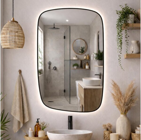 Baltica Design-LED Oglindă cu iluminare integrată STONE CALM 15W/230V 4500K 90x60 cm IP65 negru