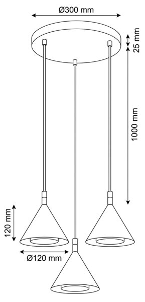 Brilagi - Lampă suspendată pe cablu CONE TRIPLE ROUND 3xGX53/15W/230V negru