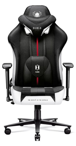 Scaun Gaming Diablo X-Player 2.0 Din Material King Size: Alb-Negru